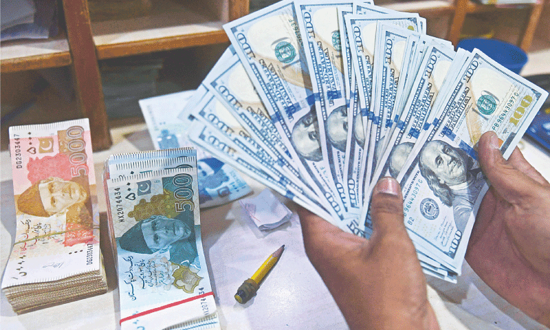 Pakistani rupees and US dollar notes representing cross-border finance